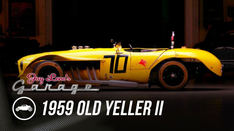 Jay Leno drives legendary Old Yeller II race car