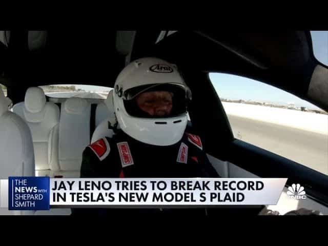 Watch Jay Leno set 9.24s quarter-mile world record in the Tesla Model S Plaid