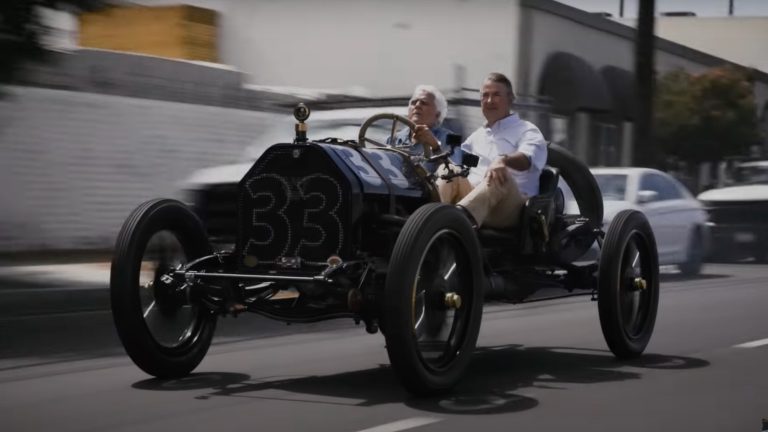Jay Leno drives a 112-year-old race car